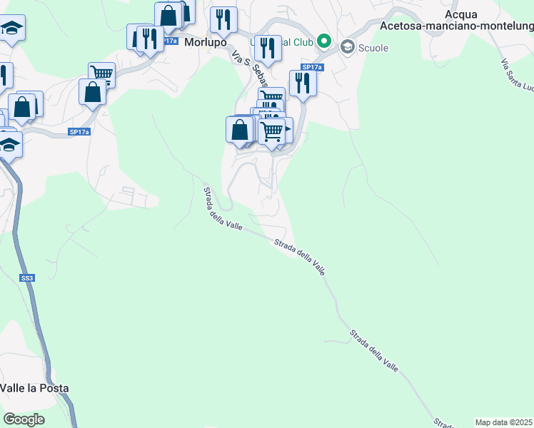 map of restaurants, bars, coffee shops, grocery stores, and more near 11 Via della Porticella in Morlupo