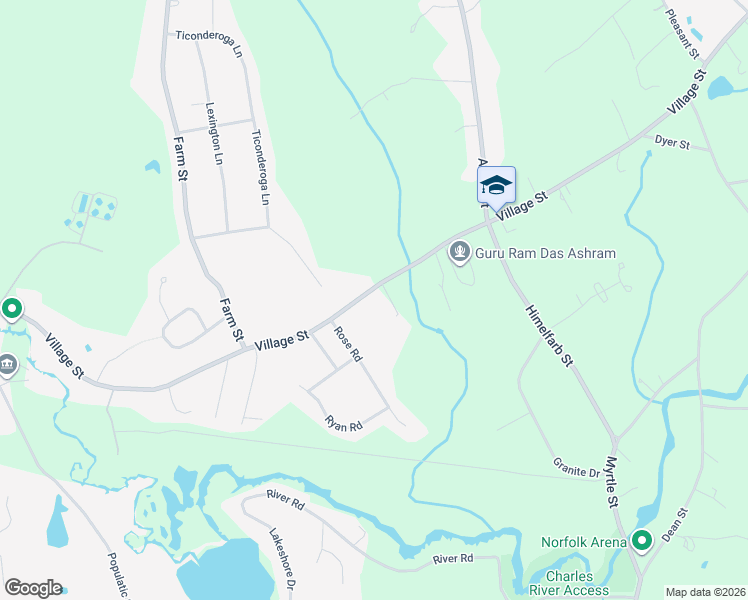 map of restaurants, bars, coffee shops, grocery stores, and more near 400 Village Street in Millis