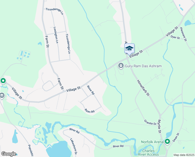 map of restaurants, bars, coffee shops, grocery stores, and more near 400 Village Street in Millis