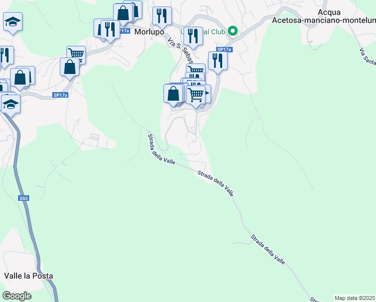 map of restaurants, bars, coffee shops, grocery stores, and more near 11 Via della Porticella in Morlupo
