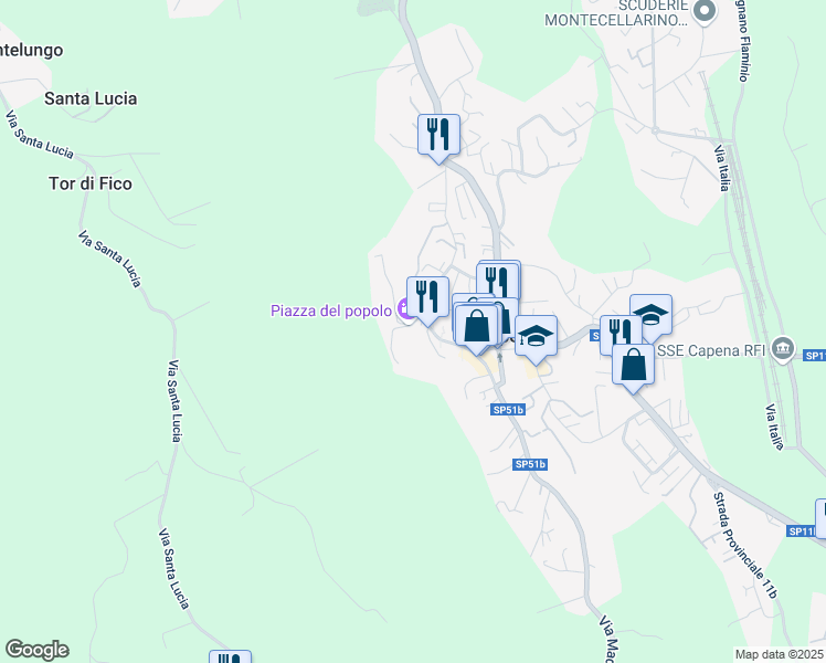 map of restaurants, bars, coffee shops, grocery stores, and more near 14 Via dei Mille in Capena