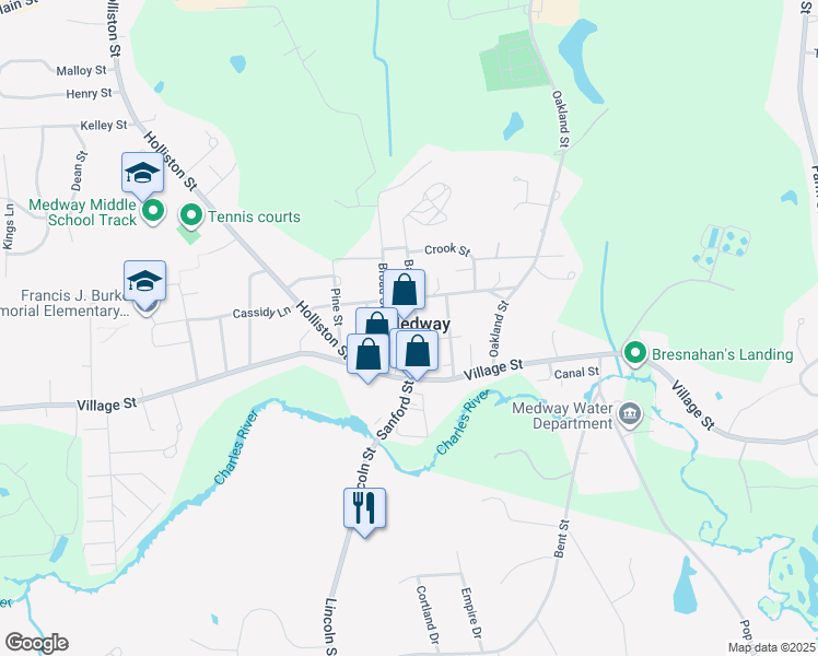 map of restaurants, bars, coffee shops, grocery stores, and more near 11 Barber Street in Medway
