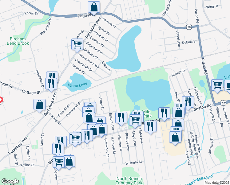 map of restaurants, bars, coffee shops, grocery stores, and more near 129 Elmore Avenue in Springfield