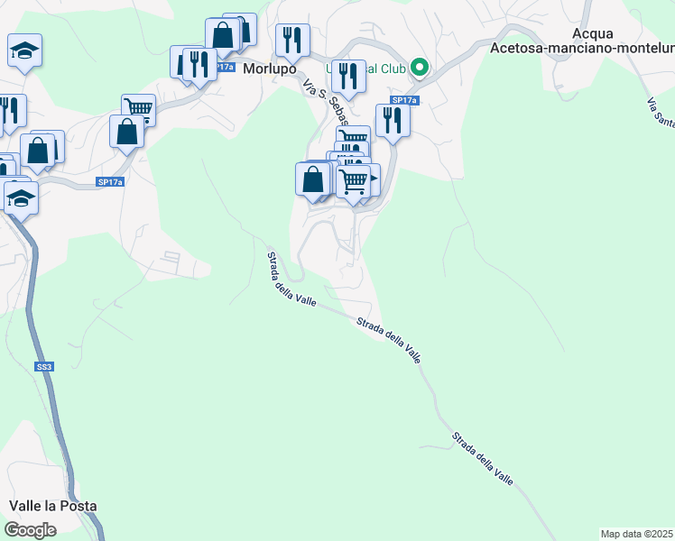 map of restaurants, bars, coffee shops, grocery stores, and more near 11 Via della Porticella in Morlupo