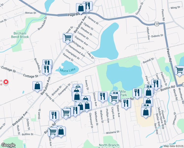 map of restaurants, bars, coffee shops, grocery stores, and more near 20 Thetford Street in Springfield