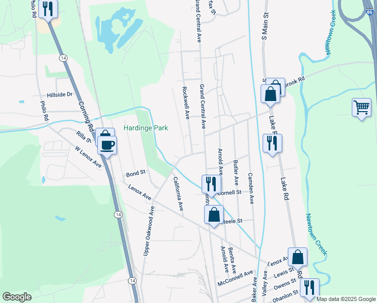 map of restaurants, bars, coffee shops, grocery stores, and more near 4003 Rockwell Avenue in Horseheads
