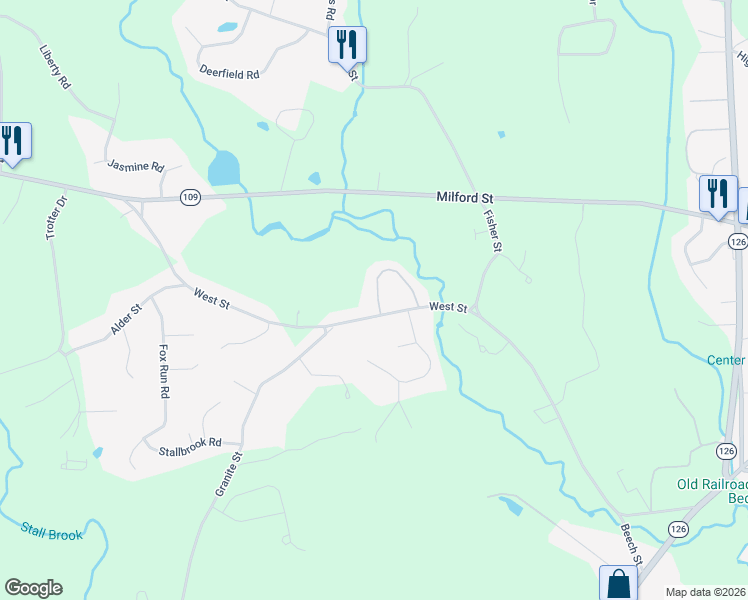 map of restaurants, bars, coffee shops, grocery stores, and more near 21 Williamsburg Way in Medway
