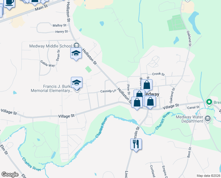 map of restaurants, bars, coffee shops, grocery stores, and more near 16 Lovers Lane in Medway