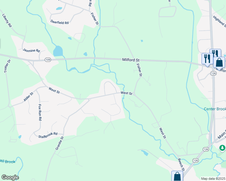 map of restaurants, bars, coffee shops, grocery stores, and more near 68 West Street in Medway