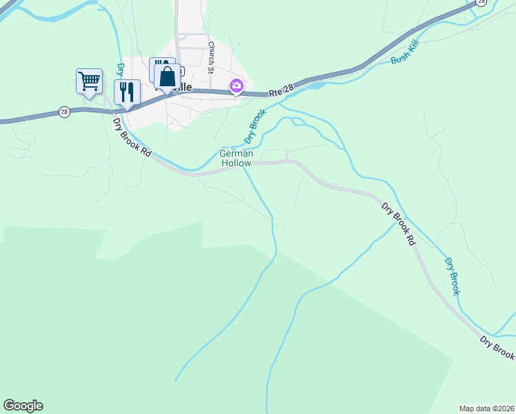 map of restaurants, bars, coffee shops, grocery stores, and more near 233 Chris Long Rd in Arkville