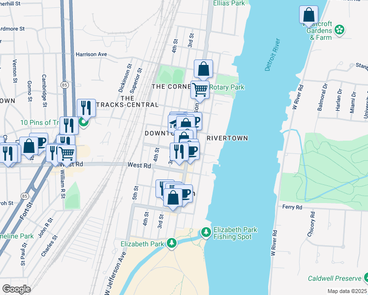 map of restaurants, bars, coffee shops, grocery stores, and more near 2674 West Jefferson Avenue in Trenton