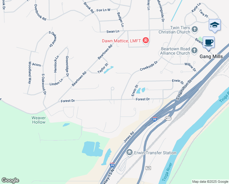 map of restaurants, bars, coffee shops, grocery stores, and more near 5 Pine Tree Village in Gang Mills