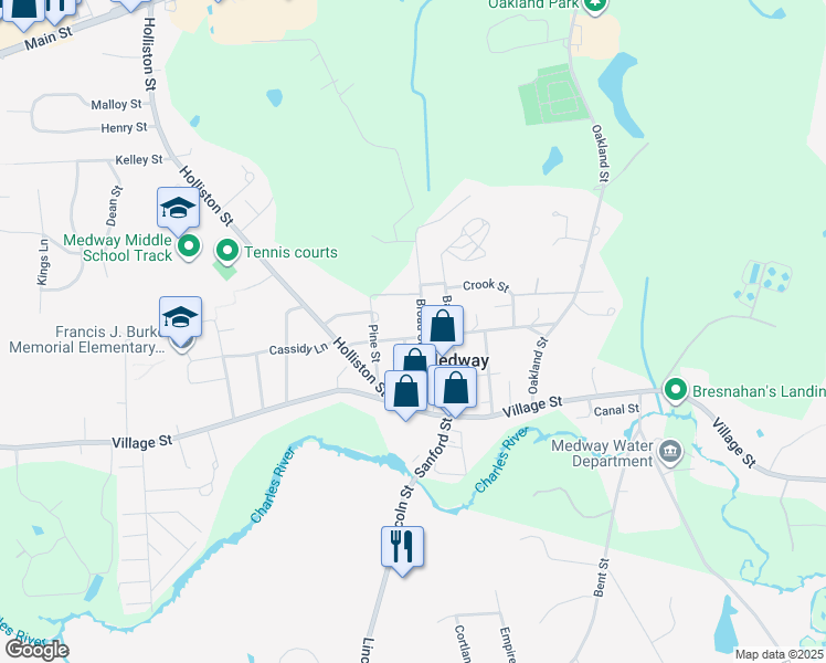 map of restaurants, bars, coffee shops, grocery stores, and more near 29 Broad Street in Medway
