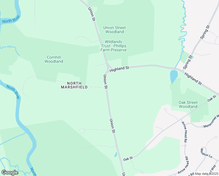 map of restaurants, bars, coffee shops, grocery stores, and more near 980 Union Street in Marshfield