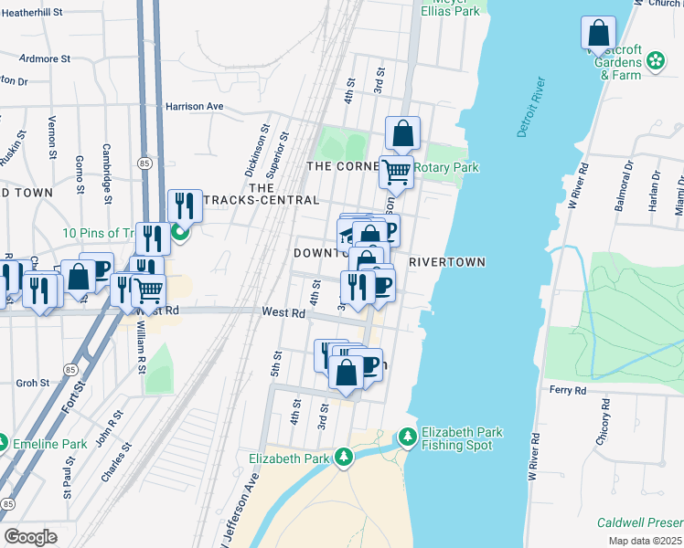 map of restaurants, bars, coffee shops, grocery stores, and more near 306 Saint Joseph Street in Trenton
