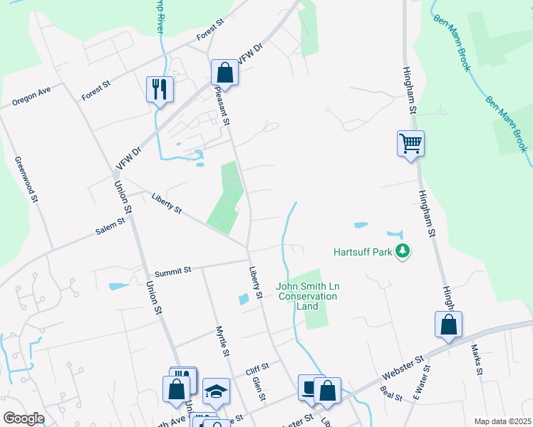map of restaurants, bars, coffee shops, grocery stores, and more near 26 Wheeler Avenue in Rockland