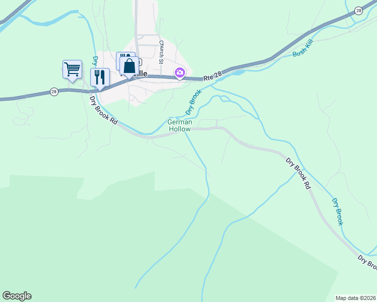 map of restaurants, bars, coffee shops, grocery stores, and more near 233 Chris Long Rd in Arkville
