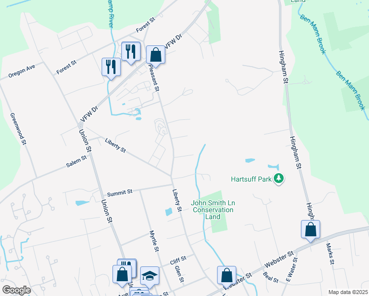 map of restaurants, bars, coffee shops, grocery stores, and more near 16 Wheeler Avenue in Rockland