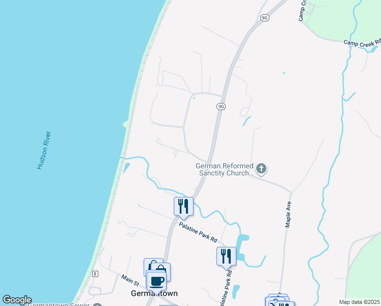 map of restaurants, bars, coffee shops, grocery stores, and more near 226 Sharps Landing Road in Germantown