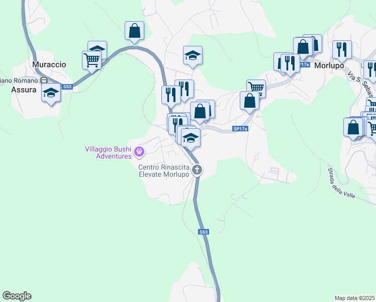 map of restaurants, bars, coffee shops, grocery stores, and more near 1 Via Flaminia in Morlupo