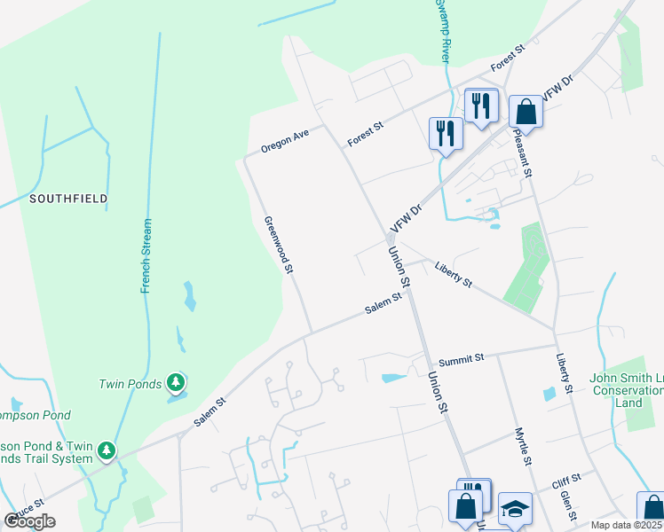 map of restaurants, bars, coffee shops, grocery stores, and more near 56 Hatherly Road in Rockland