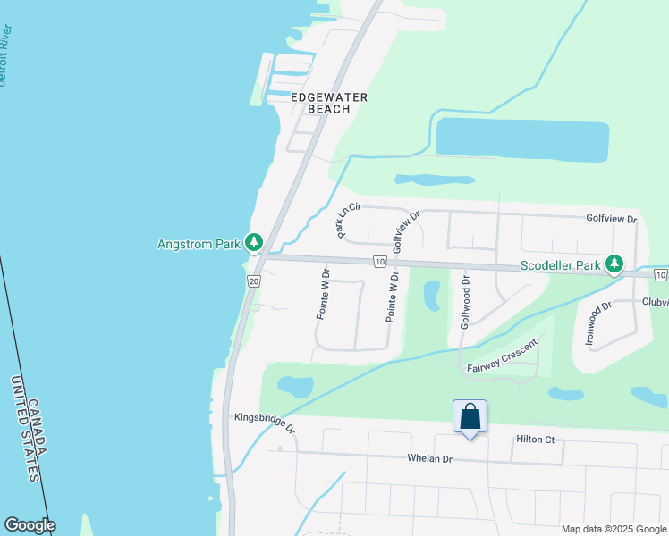 map of restaurants, bars, coffee shops, grocery stores, and more near 102 Pointe West Drive in Amherstburg