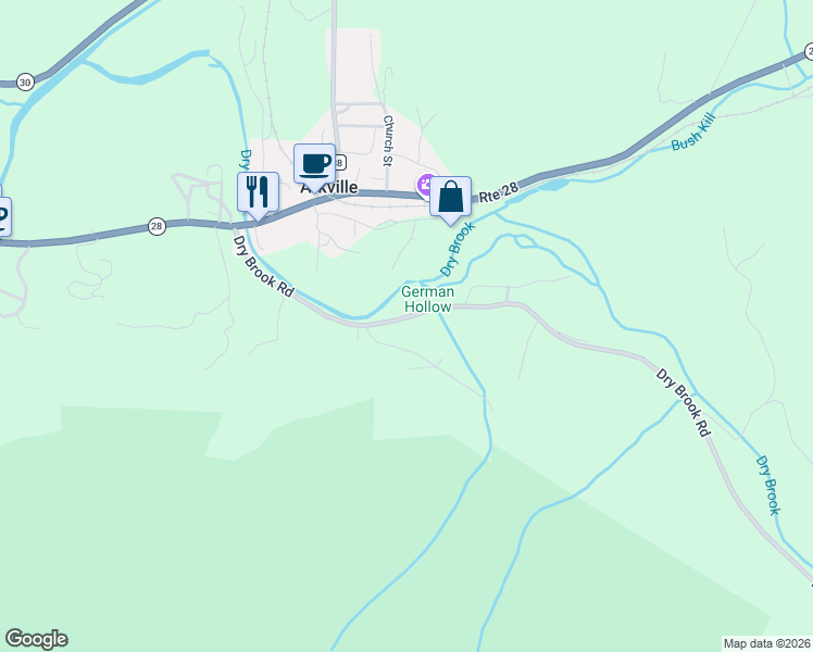 map of restaurants, bars, coffee shops, grocery stores, and more near 508 Dry Brook Road in Arkville