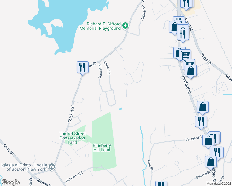 map of restaurants, bars, coffee shops, grocery stores, and more near 114 Elmer Rd in Weymouth