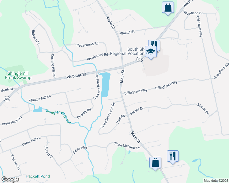 map of restaurants, bars, coffee shops, grocery stores, and more near 978 Main Street in Hanover