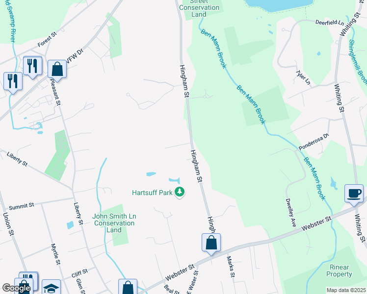 map of restaurants, bars, coffee shops, grocery stores, and more near 10 Cobb Drive in Rockland
