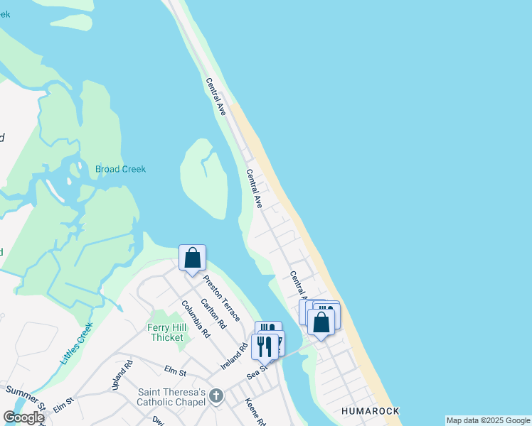 map of restaurants, bars, coffee shops, grocery stores, and more near 98 Central Avenue in Scituate
