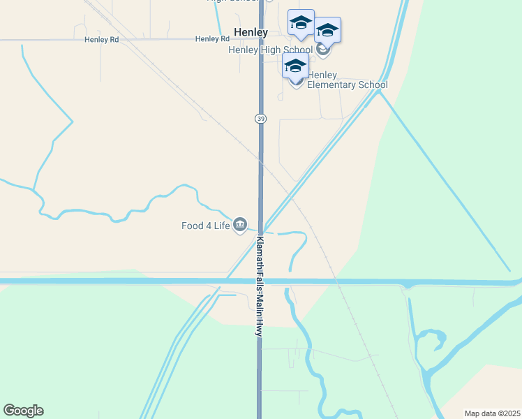 map of restaurants, bars, coffee shops, grocery stores, and more near 8205 Oregon 39 in Klamath Falls
