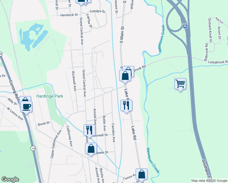 map of restaurants, bars, coffee shops, grocery stores, and more near 153 Fairview Rd in Horseheads