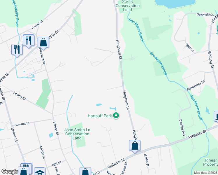 map of restaurants, bars, coffee shops, grocery stores, and more near 51 Cobb Drive in Rockland