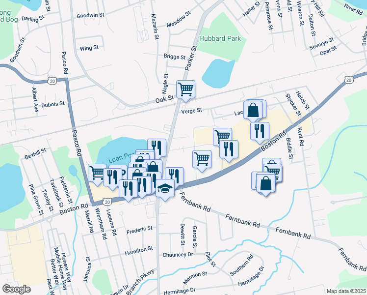 map of restaurants, bars, coffee shops, grocery stores, and more near 24 Nantasket Street in Springfield