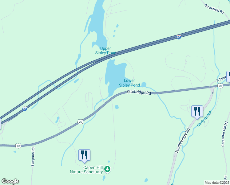 map of restaurants, bars, coffee shops, grocery stores, and more near 68 Sturbridge Road in Charlton