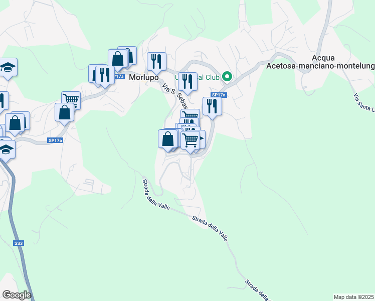 map of restaurants, bars, coffee shops, grocery stores, and more near 3 Piazza Armando Diaz in Morlupo