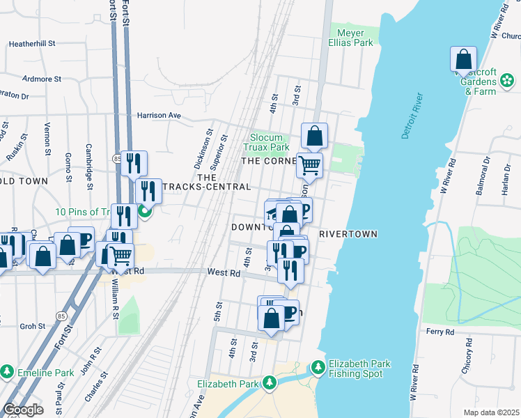 map of restaurants, bars, coffee shops, grocery stores, and more near in Trenton
