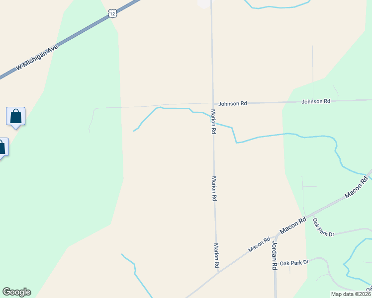 map of restaurants, bars, coffee shops, grocery stores, and more near 9705 Marion Road in Saline