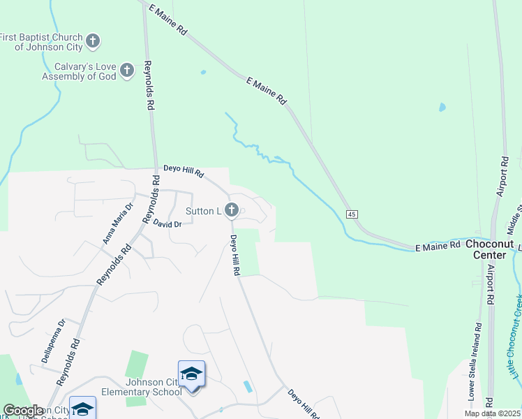 map of restaurants, bars, coffee shops, grocery stores, and more near 286 Deyo Hill Road in Johnson City
