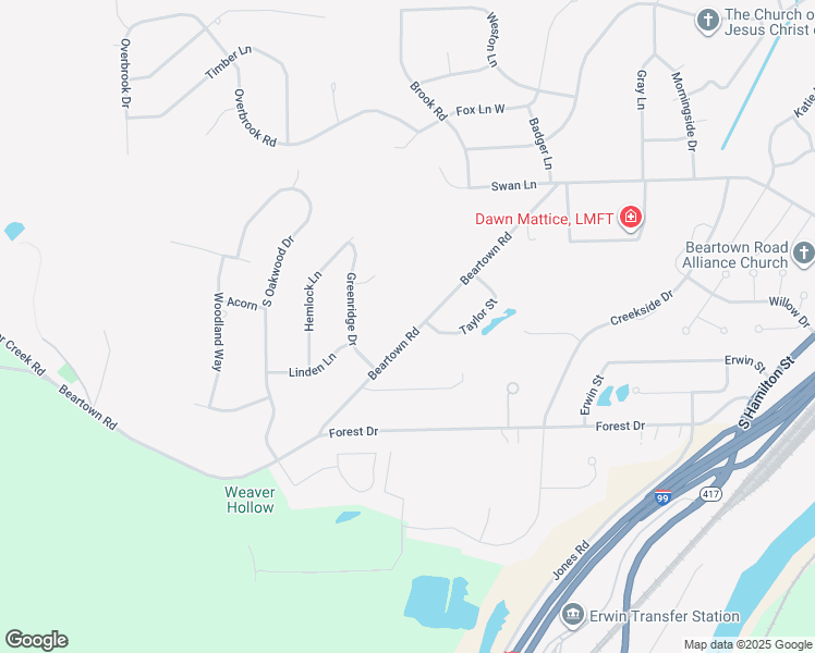 map of restaurants, bars, coffee shops, grocery stores, and more near 198 Beartown Road in Painted Post