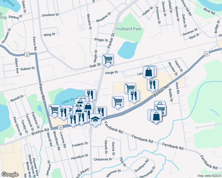 map of restaurants, bars, coffee shops, grocery stores, and more near 24 Nantasket Street in Springfield