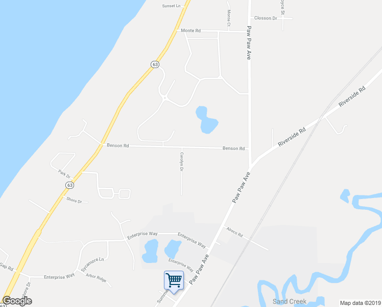 map of restaurants, bars, coffee shops, grocery stores, and more near 694 Benson Road in Benton Harbor