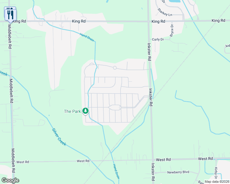 map of restaurants, bars, coffee shops, grocery stores, and more near 22000 Inkster Road in Romulus