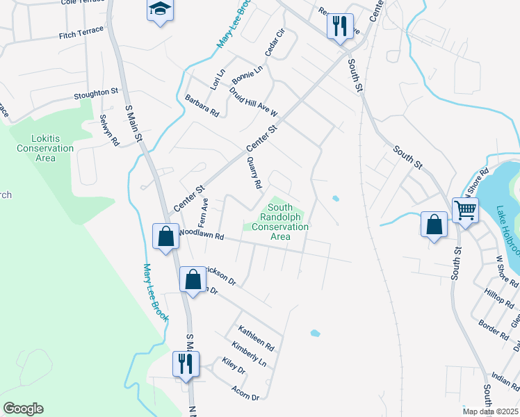 map of restaurants, bars, coffee shops, grocery stores, and more near 51 North Glenway Avenue in Randolph