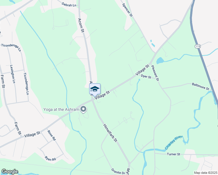 map of restaurants, bars, coffee shops, grocery stores, and more near 331 Village Street in Millis