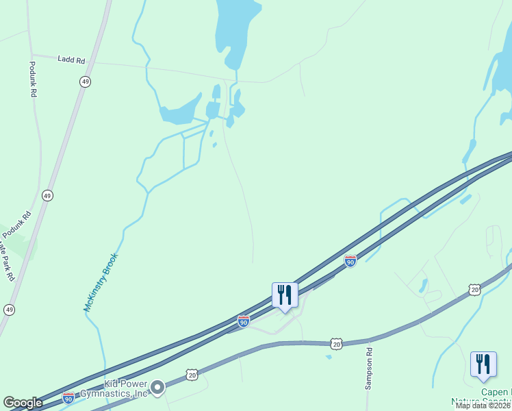 map of restaurants, bars, coffee shops, grocery stores, and more near 33 Ladd Road in Sturbridge