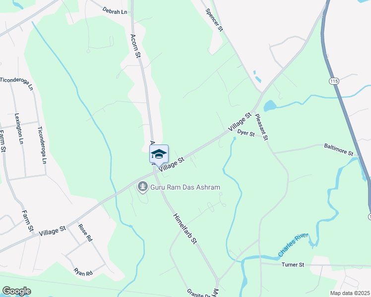 map of restaurants, bars, coffee shops, grocery stores, and more near 331 Village Street in Millis
