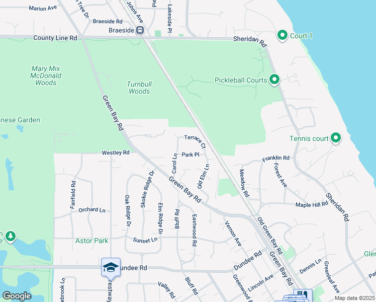 map of restaurants, bars, coffee shops, grocery stores, and more near 1162 Terrace Court in Glencoe
