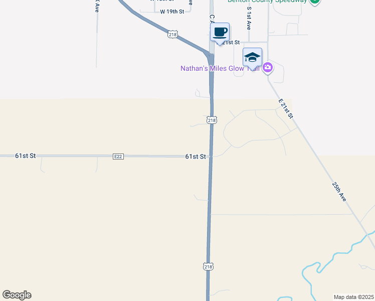 map of restaurants, bars, coffee shops, grocery stores, and more near 2393 61st Street in Vinton